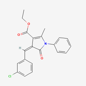 molecular formula C21H18ClNO3 B11515403 Ethyl (4Z)-4-(3-chlorobenzylidene)-2-methyl-5-oxo-1-phenyl-4,5-dihydro-1H-pyrrole-3-carboxylate 