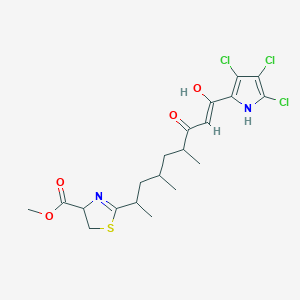 molecular formula C20H25Cl3N2O4S B115156 methyl 2-[(Z)-9-hydroxy-4,6-dimethyl-7-oxo-9-(3,4,5-trichloro-1H-pyrrol-2-yl)non-8-en-2-yl]-4,5-dihydro-1,3-thiazole-4-carboxylate CAS No. 152509-78-9