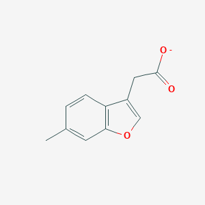 molecular formula C11H9O3- B115163 2-(6-Methylbenzofuran-3-yl)acetate CAS No. 142917-39-3