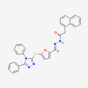 molecular formula C31H23N5O2S B11516983 N'-[(E)-{5-[(4,5-diphenyl-4H-1,2,4-triazol-3-yl)sulfanyl]furan-2-yl}methylidene]-2-(naphthalen-1-yl)acetohydrazide 