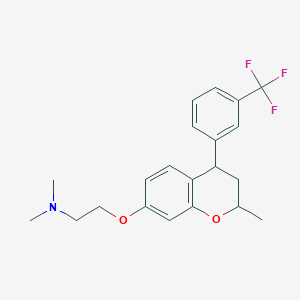 molecular formula C21H24F3NO2 B115176 2-((3,4-Dihydro-2-methyl-4-(3-(trifluoromethyl)phenyl)-2H-1-benzopyran-7-yl)oxy)-N,N-dimethyl ethanamine CAS No. 147241-85-8