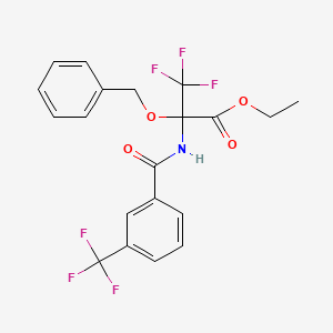molecular formula C20H17F6NO4 B11517660 ethyl 2-(benzyloxy)-3,3,3-trifluoro-N-{[3-(trifluoromethyl)phenyl]carbonyl}alaninate 