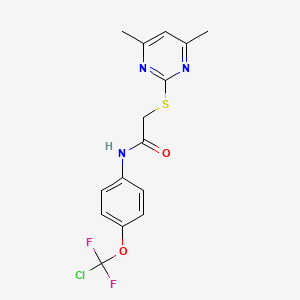 molecular formula C15H14ClF2N3O2S B11517852 N-[4-(Chloro-difluoro-methoxy)-phenyl]-2-(4,6-dimethyl-pyrimidin-2-ylsulfanyl)-acetamide 