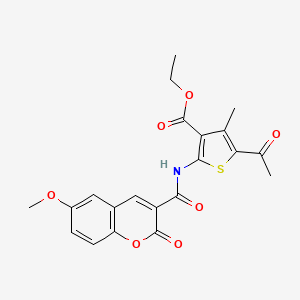 molecular formula C21H19NO7S B11518053 ethyl 5-acetyl-2-{[(6-methoxy-2-oxo-2H-chromen-3-yl)carbonyl]amino}-4-methylthiophene-3-carboxylate 