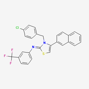 molecular formula C27H18ClF3N2S B11518544 N-[(2Z)-3-(4-chlorobenzyl)-4-(naphthalen-2-yl)-1,3-thiazol-2(3H)-ylidene]-3-(trifluoromethyl)aniline 