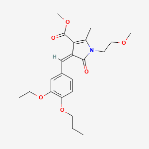 molecular formula C22H29NO6 B11519074 methyl (4Z)-4-(3-ethoxy-4-propoxybenzylidene)-1-(2-methoxyethyl)-2-methyl-5-oxo-4,5-dihydro-1H-pyrrole-3-carboxylate 