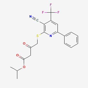 molecular formula C20H17F3N2O3S B11519326 Propan-2-yl 4-{[3-cyano-6-phenyl-4-(trifluoromethyl)pyridin-2-yl]sulfanyl}-3-oxobutanoate 