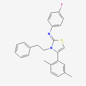 molecular formula C25H23FN2S B11519475 N-[(2Z)-4-(2,5-dimethylphenyl)-3-(2-phenylethyl)-1,3-thiazol-2(3H)-ylidene]-4-fluoroaniline 