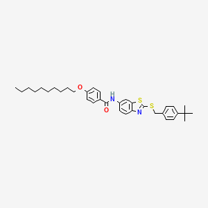 molecular formula C35H44N2O2S2 B11519709 N-{2-[(4-tert-butylbenzyl)sulfanyl]-1,3-benzothiazol-6-yl}-4-(decyloxy)benzamide 