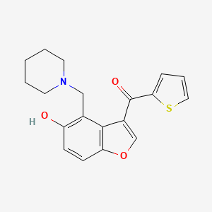 molecular formula C19H19NO3S B11519736 Benzofuran-5-ol, 4-(1-piperidylmethyl)-3-(2-thienoyl)- 