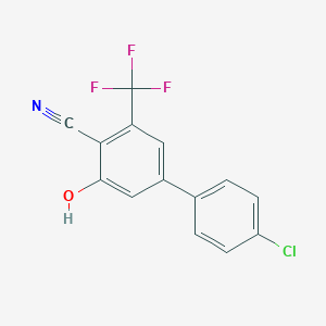 molecular formula C14H7ClF3NO B115199 4-(4-Chlorophenyl)-2-hydroxy-6-(trifluoromethyl)benzonitrile CAS No. 147381-62-2