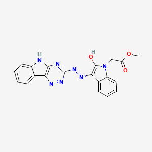 molecular formula C20H15N7O3 B11519904 methyl {(3E)-2-oxo-3-[2-(5H-[1,2,4]triazino[5,6-b]indol-3-yl)hydrazinylidene]-2,3-dihydro-1H-indol-1-yl}acetate 