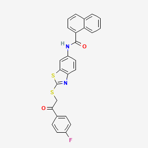 molecular formula C26H17FN2O2S2 B11520070 N-(2-{[2-(4-fluorophenyl)-2-oxoethyl]sulfanyl}-1,3-benzothiazol-6-yl)naphthalene-1-carboxamide 