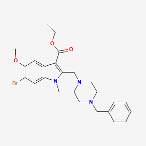molecular formula C25H30BrN3O3 B11520195 Ethyl 2-[(4-benzylpiperazin-1-yl)methyl]-6-bromo-5-methoxy-1-methylindole-3-carboxylate 