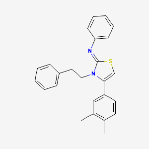 molecular formula C25H24N2S B11520383 N-[(2Z)-4-(3,4-dimethylphenyl)-3-(2-phenylethyl)-1,3-thiazol-2(3H)-ylidene]aniline 