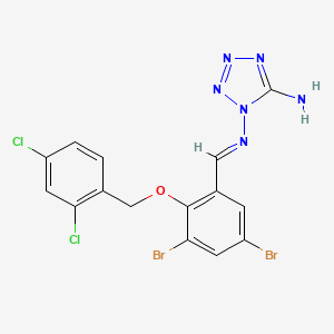 molecular formula C15H10Br2Cl2N6O B11520677 N~1~-[(E)-{3,5-dibromo-2-[(2,4-dichlorobenzyl)oxy]phenyl}methylidene]-1H-tetrazole-1,5-diamine 
