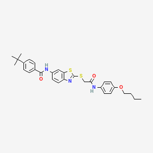 molecular formula C30H33N3O3S2 B11520778 N-[2-({2-[(4-butoxyphenyl)amino]-2-oxoethyl}sulfanyl)-1,3-benzothiazol-6-yl]-4-tert-butylbenzamide 