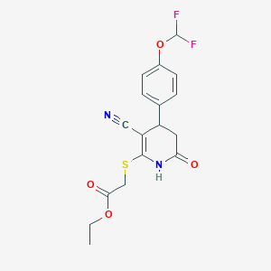 molecular formula C17H16F2N2O4S B11520946 Ethyl ({3-cyano-4-[4-(difluoromethoxy)phenyl]-6-oxo-1,4,5,6-tetrahydropyridin-2-yl}sulfanyl)acetate 