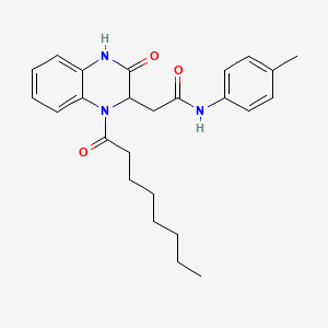 molecular formula C25H31N3O3 B11521071 N-(4-methylphenyl)-2-(1-octanoyl-3-oxo-1,2,3,4-tetrahydroquinoxalin-2-yl)acetamide 