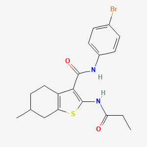 molecular formula C19H21BrN2O2S B11521090 N-(4-bromophenyl)-6-methyl-2-(propanoylamino)-4,5,6,7-tetrahydro-1-benzothiophene-3-carboxamide 