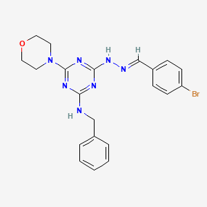 molecular formula C21H22BrN7O B11521151 N-benzyl-4-[(2E)-2-(4-bromobenzylidene)hydrazinyl]-6-(morpholin-4-yl)-1,3,5-triazin-2-amine 
