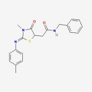 molecular formula C20H21N3O2S B11521277 N-benzyl-2-{(2Z)-3-methyl-2-[(4-methylphenyl)imino]-4-oxo-1,3-thiazolidin-5-yl}acetamide 