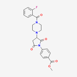 molecular formula C23H22FN3O5 B11521286 Methyl 4-{3-[4-(2-fluorobenzoyl)piperazin-1-YL]-2,5-dioxopyrrolidin-1-YL}benzoate 
