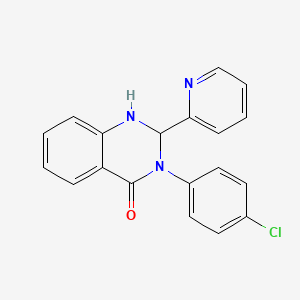molecular formula C19H14ClN3O B11521478 Quinazolin-4(3H)-one, 1,2-dihydro-3-(4-chlorophenyl)-2-(2-pyridyl)- 