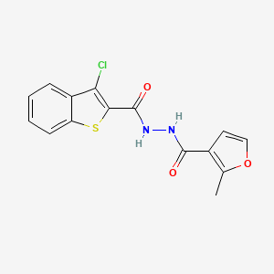 molecular formula C15H11ClN2O3S B11521661 N'-(3-chloro-1-benzothiophene-2-carbonyl)-2-methylfuran-3-carbohydrazide 