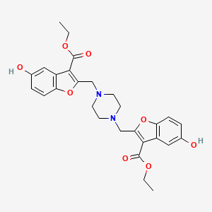 molecular formula C28H30N2O8 B11521923 Diethyl 2,2'-(piperazine-1,4-diyldimethanediyl)bis(5-hydroxy-1-benzofuran-3-carboxylate) 