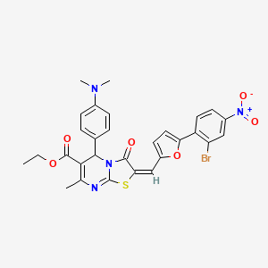 molecular formula C29H25BrN4O6S B11521975 ethyl (2E)-2-{[5-(2-bromo-4-nitrophenyl)furan-2-yl]methylidene}-5-[4-(dimethylamino)phenyl]-7-methyl-3-oxo-2,3-dihydro-5H-[1,3]thiazolo[3,2-a]pyrimidine-6-carboxylate 