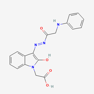 molecular formula C18H16N4O4 B11522083 2-(2-Oxo-3-(2-(2-(phenylamino)acetyl)hydrazono)indolin-1-yl)acetic acid CAS No. 350795-40-3