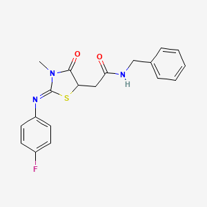 molecular formula C19H18FN3O2S B11522087 N-benzyl-2-{(2Z)-2-[(4-fluorophenyl)imino]-3-methyl-4-oxo-1,3-thiazolidin-5-yl}acetamide 