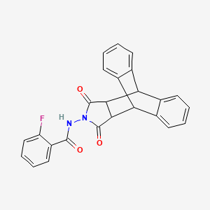 molecular formula C25H17FN2O3 B11522119 N-(16,18-dioxo-17-azapentacyclo[6.6.5.0~2,7~.0~9,14~.0~15,19~]nonadeca-2,4,6,9,11,13-hexaen-17-yl)-2-fluorobenzamide (non-preferred name) 