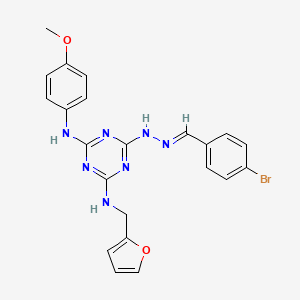 molecular formula C22H20BrN7O2 B11522131 Benzaldehyde, 4-bromo-, [4-[(2-furanylmethyl)amino]-6-[(4-methoxyphenyl)amino]-1,3,5-triazin-2-yl]hydrazone 