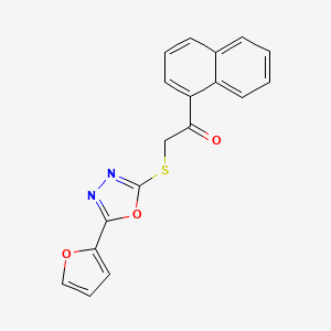 molecular formula C18H12N2O3S B11522139 Ethanone, 2-[5-(2-furyl)-1,3,4-oxadiazol-2-yl]thio-1-(1-naphthyl)- 