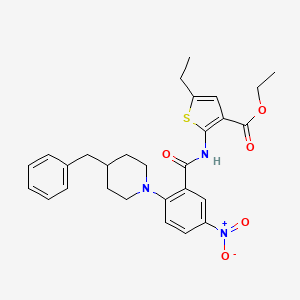 molecular formula C28H31N3O5S B11522172 Ethyl 2-({[2-(4-benzylpiperidin-1-yl)-5-nitrophenyl]carbonyl}amino)-5-ethylthiophene-3-carboxylate 