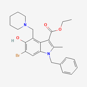 molecular formula C25H29BrN2O3 B11522302 ethyl 1-benzyl-6-bromo-5-hydroxy-2-methyl-4-(piperidin-1-ylmethyl)-1H-indole-3-carboxylate 