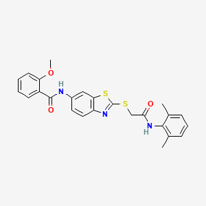 molecular formula C25H23N3O3S2 B11522334 N-[2-({2-[(2,6-dimethylphenyl)amino]-2-oxoethyl}sulfanyl)-1,3-benzothiazol-6-yl]-2-methoxybenzamide 