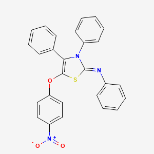 molecular formula C27H19N3O3S B11522336 N-[(2Z)-5-(4-nitrophenoxy)-3,4-diphenyl-1,3-thiazol-2(3H)-ylidene]aniline 