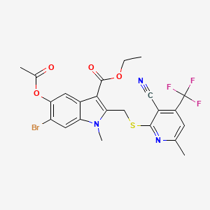 molecular formula C23H19BrF3N3O4S B11522340 ethyl 5-(acetyloxy)-6-bromo-2-({[3-cyano-6-methyl-4-(trifluoromethyl)pyridin-2-yl]sulfanyl}methyl)-1-methyl-1H-indole-3-carboxylate 