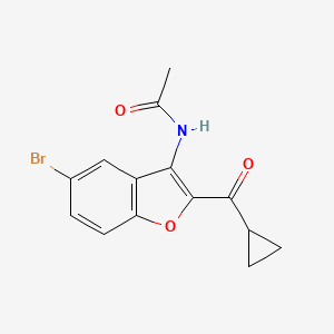 molecular formula C14H12BrNO3 B11522428 N-[5-bromo-2-(cyclopropanecarbonyl)-1-benzofuran-3-yl]acetamide 