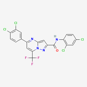 molecular formula C20H9Cl4F3N4O B11522439 N-(2,4-dichlorophenyl)-5-(3,4-dichlorophenyl)-7-(trifluoromethyl)pyrazolo[1,5-a]pyrimidine-2-carboxamide 