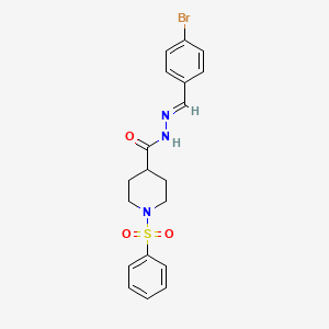 molecular formula C19H20BrN3O3S B11522453 N'-[(E)-(4-bromophenyl)methylidene]-1-(phenylsulfonyl)piperidine-4-carbohydrazide 
