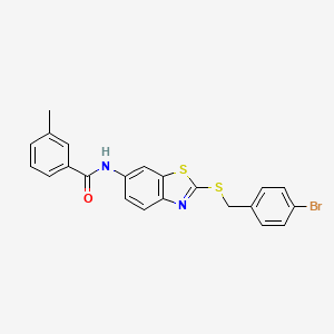 molecular formula C22H17BrN2OS2 B11522459 N-{2-[(4-bromobenzyl)sulfanyl]-1,3-benzothiazol-6-yl}-3-methylbenzamide 