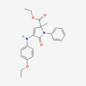 molecular formula C22H24N2O4 B11522486 ethyl 4-[(4-ethoxyphenyl)amino]-2-methyl-5-oxo-1-phenyl-2,5-dihydro-1H-pyrrole-2-carboxylate CAS No. 4662-10-6