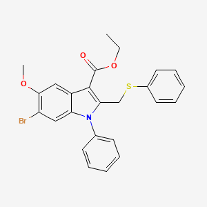 molecular formula C25H22BrNO3S B11522547 ethyl 6-bromo-5-methoxy-1-phenyl-2-[(phenylsulfanyl)methyl]-1H-indole-3-carboxylate 