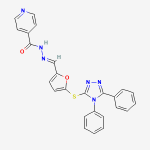 molecular formula C25H18N6O2S B11522688 N'-[(E)-{5-[(4,5-diphenyl-4H-1,2,4-triazol-3-yl)sulfanyl]furan-2-yl}methylidene]pyridine-4-carbohydrazide 