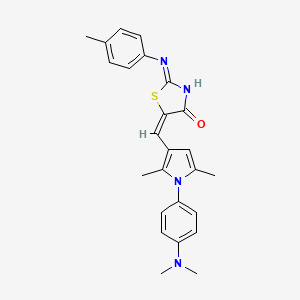 molecular formula C25H26N4OS B11522697 5-({1-[4-(dimethylamino)phenyl]-2,5-dimethyl-1H-pyrrol-3-yl}methylene)-2-[(4-methylphenyl)imino]-1,3-thiazolidin-4-one 