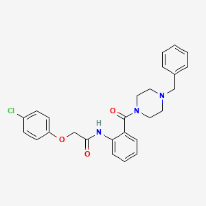 molecular formula C26H26ClN3O3 B11522718 N-[2-(4-benzylpiperazine-1-carbonyl)phenyl]-2-(4-chlorophenoxy)acetamide 